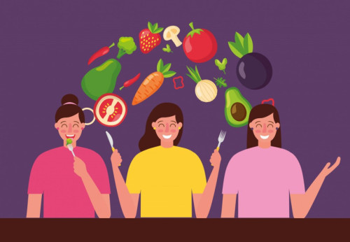 Personas y alimentos sanos