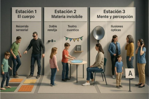 Conexión entre cuerpo, percepción y física cuántica a través del juego sensorial.