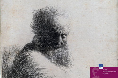 Dibujo a carboncillo de Charles Darwin con aire melancólico