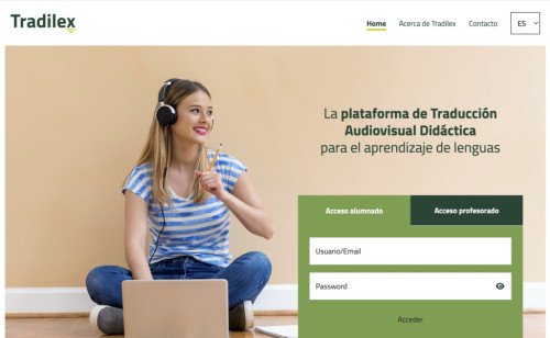 Foto con la web de acceso a la plataforma Tradilex