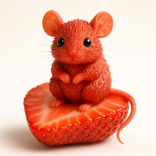 Imagen hecha con IA generativa: un híbrido de ratón y fresa. Imagen de ZenShu en Pixabay