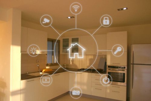 Una cocina con símbolos smart
