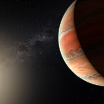 Ilustración que muestra al exoplaneta WASP-19b, en cuya atmósfera los astrónomos detectaron óxido de titanio por primera vez. / M. Kornmesser (ESO)