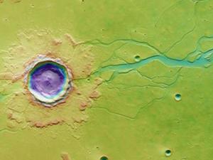 Un gran impacto sacó a la luz el hielo de agua del subsuelo de Marte y creó una inundación. / ESA