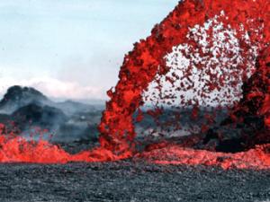 Fuente de lava roja. / PublicDomainPictures
