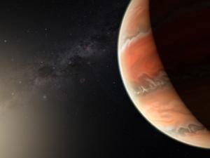 Ilustración que muestra al exoplaneta WASP-19b, en cuya atmósfera los astrónomos detectaron óxido de titanio por primera vez. / M. Kornmesser (ESO)