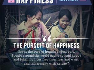 Cartel conmemorativo del Día Internacional de la Felicidad de la Organización de Naciones Unidas